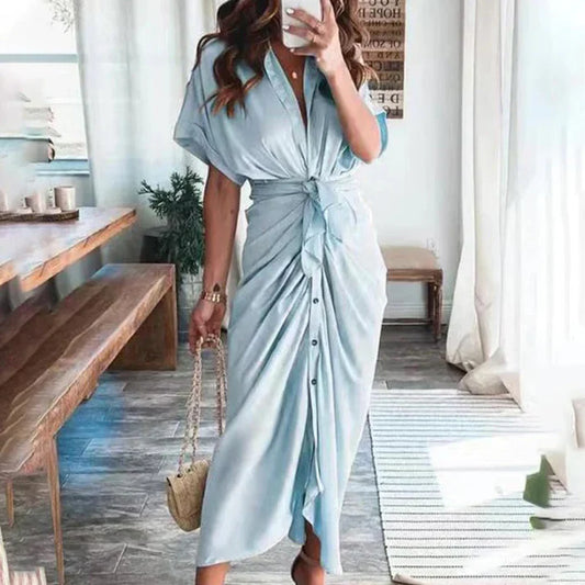 Ivy - Robe longue élégante avec col en V