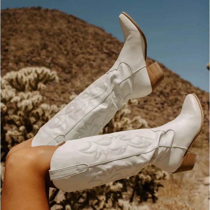Catharina - Bottes western brodées jusqu'aux genoux pour femmes