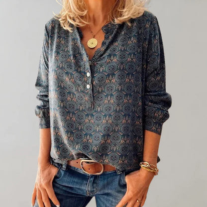 Malvina - Chemise à manches longues avec imprimé vintage