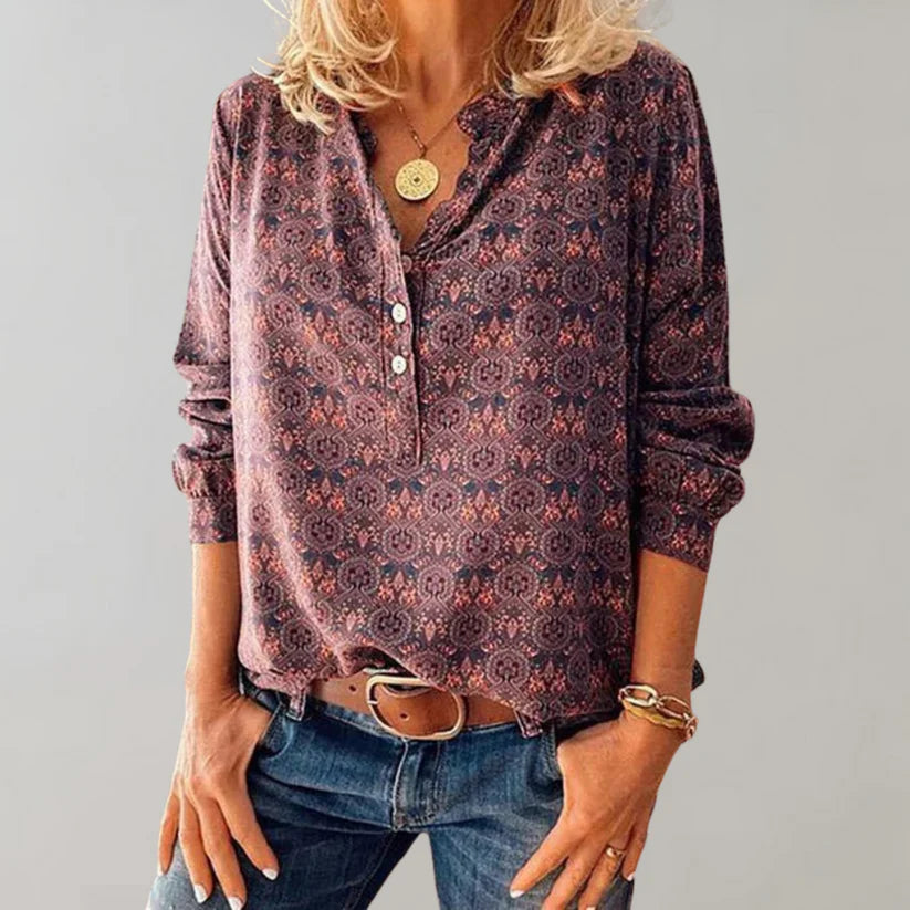 Malvina - Chemise à manches longues avec imprimé vintage