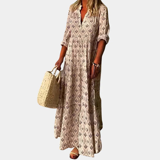 Gracie - Robe longue élégante avec col en V
