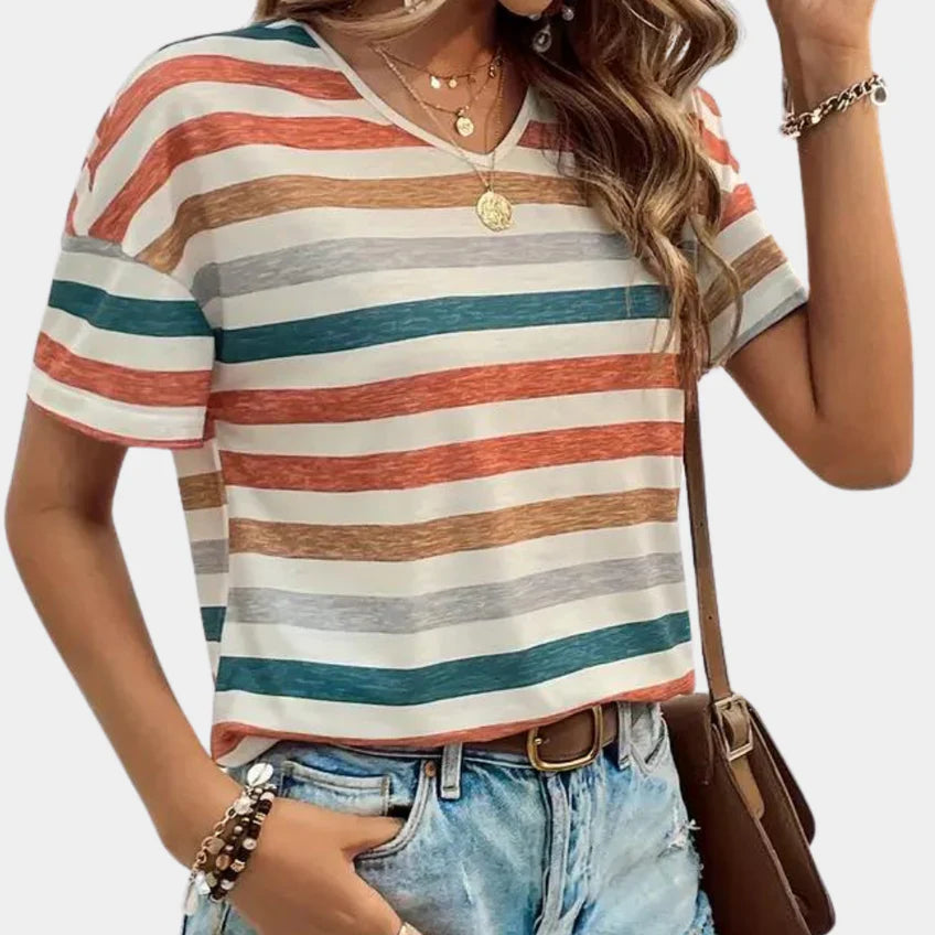 Charlotta - T-shirt décontracté à rayures pour femmes
