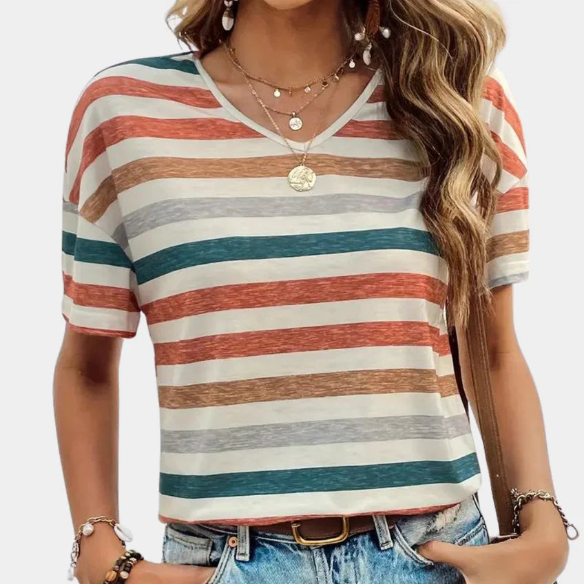 Charlotta - T-shirt décontracté à rayures pour femmes
