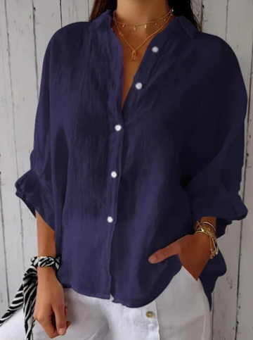 Harlow - Blouse en coton et lin avec patte de boutonnage