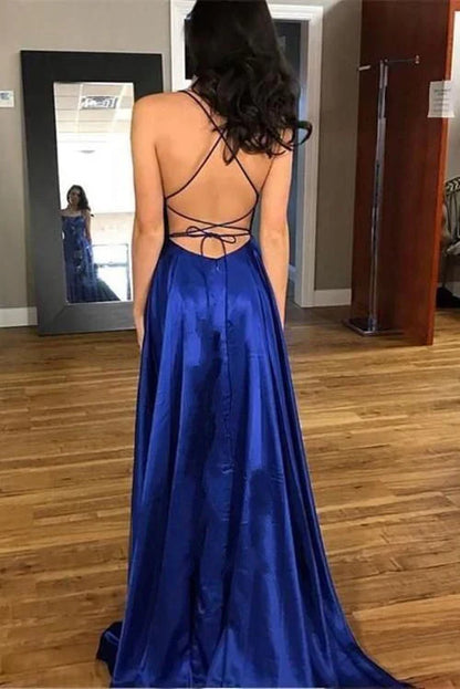 Precious - Robe de soirée à bretelles spaghetti et dos croisé