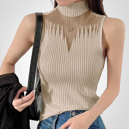 Brea - Haut court en tricot transparent avec col licou
