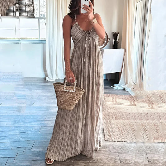 Terralina - Robe longue ajustée et évasée à bretelles pour femme