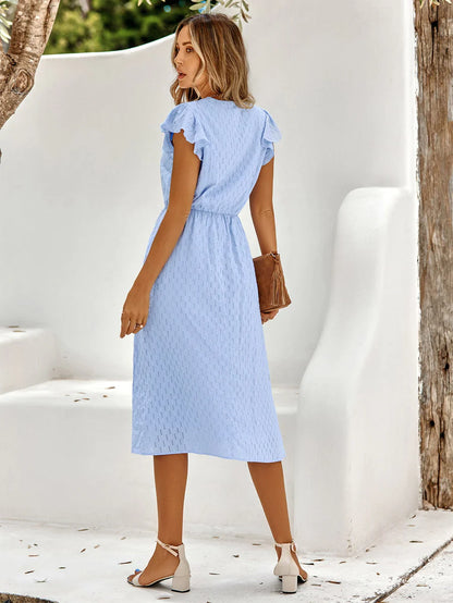 Luma - Robe en coton à col en V et manches flottantes