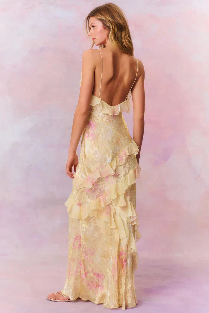 Elaine - Robe longue imprimée sans manches pour femme