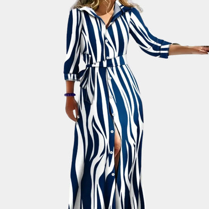Isabella - Robe longue imprimée élégante avec ceinture