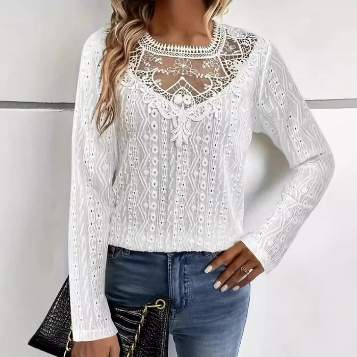 Gabriella - Élégante blouse en dentelle à manches longues