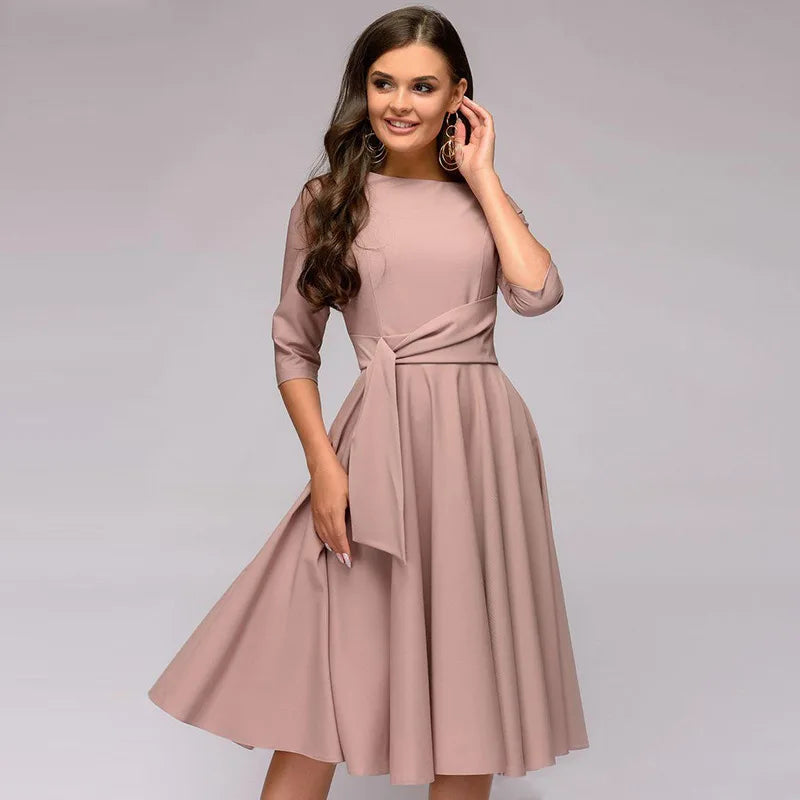 Amanda - Robe trapèze à manches longues pour femmes