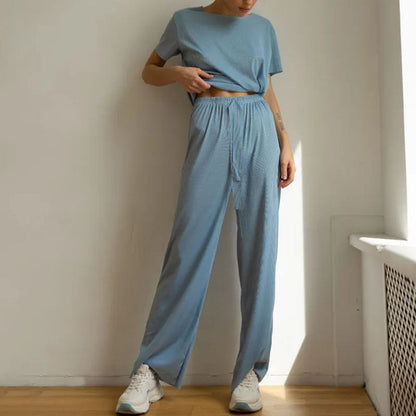 Beatriz - Ensemble décontracté avec haut à manches courtes et pantalon à jambe large