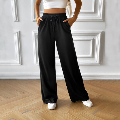 Emerald - Pantalon élégant à jambe large et taille décontractée à cordon