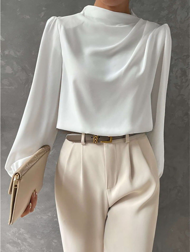 Emmeline - Blouse élégante à col montant et manches longues