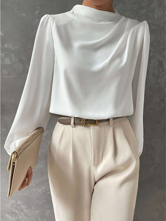 Emmeline - Blouse élégante à col montant et manches longues
