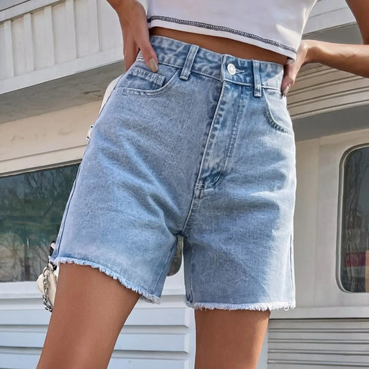 Camille - Short en jean minceur taille haute pour femmes