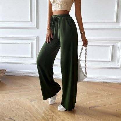 Emerald - Pantalon élégant à jambe large et taille décontractée à cordon