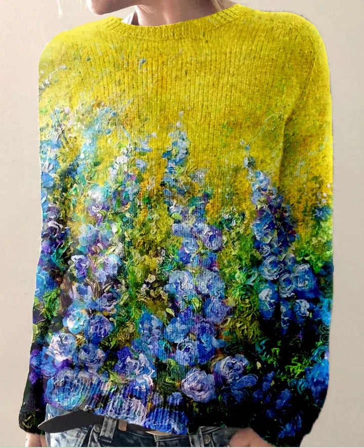 Sofia - Pull tricoté pour femme avec imprimé floral 3D