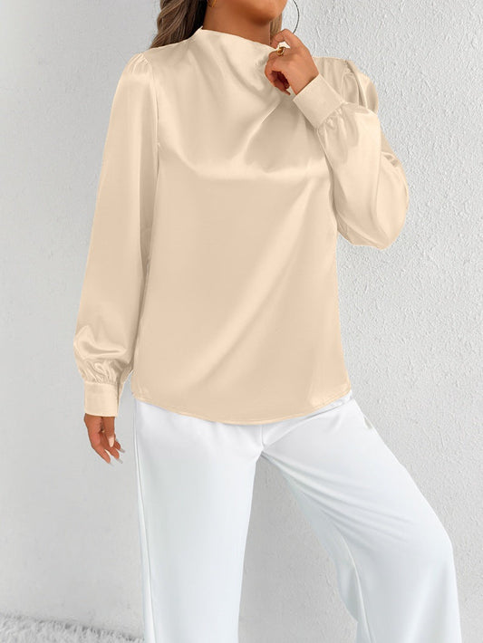 Elvira - Blouse élégante à col montant et manches longues