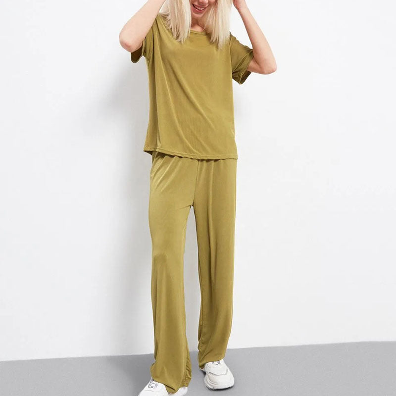 Beatriz - Ensemble décontracté avec haut à manches courtes et pantalon à jambe large