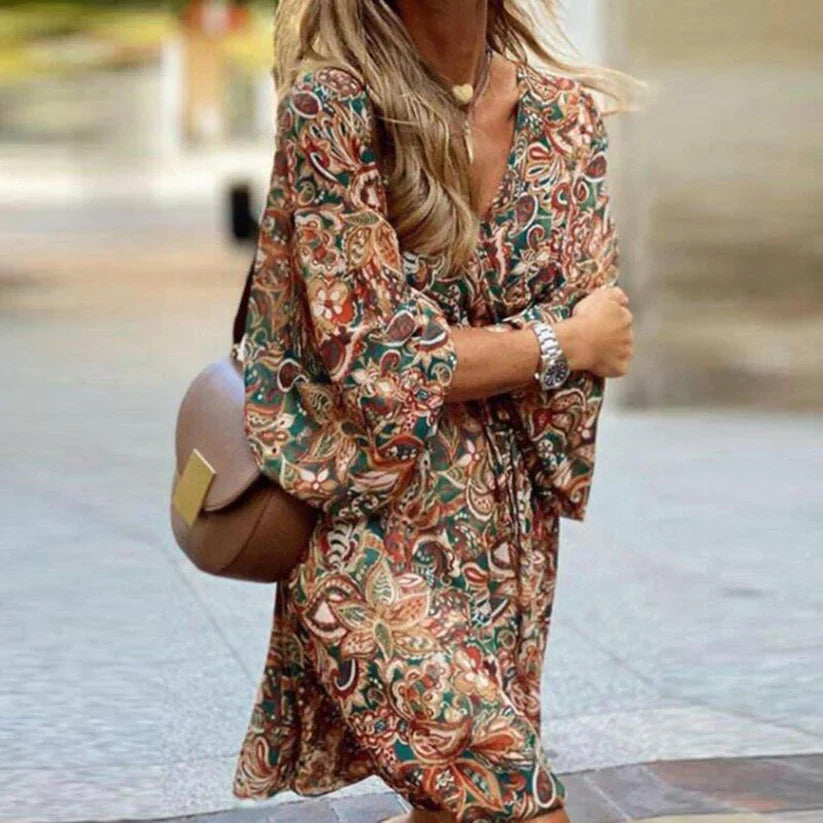 Lottie - Robe midi décontractée à col en V