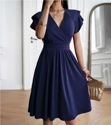 Tara - Élégante robe ample à manches courtes et volants