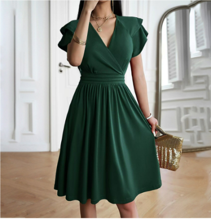 Tara - Élégante robe ample à manches courtes et volants