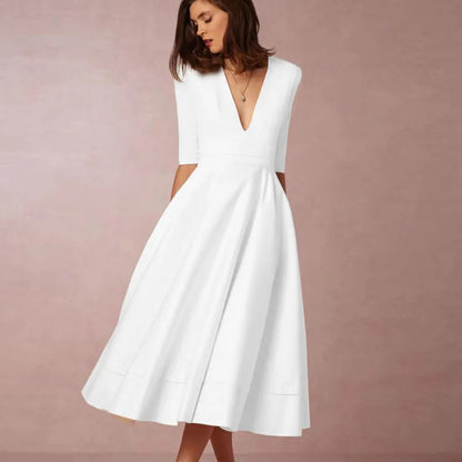 Azmira – Robe midi élégante à coupe trapèze