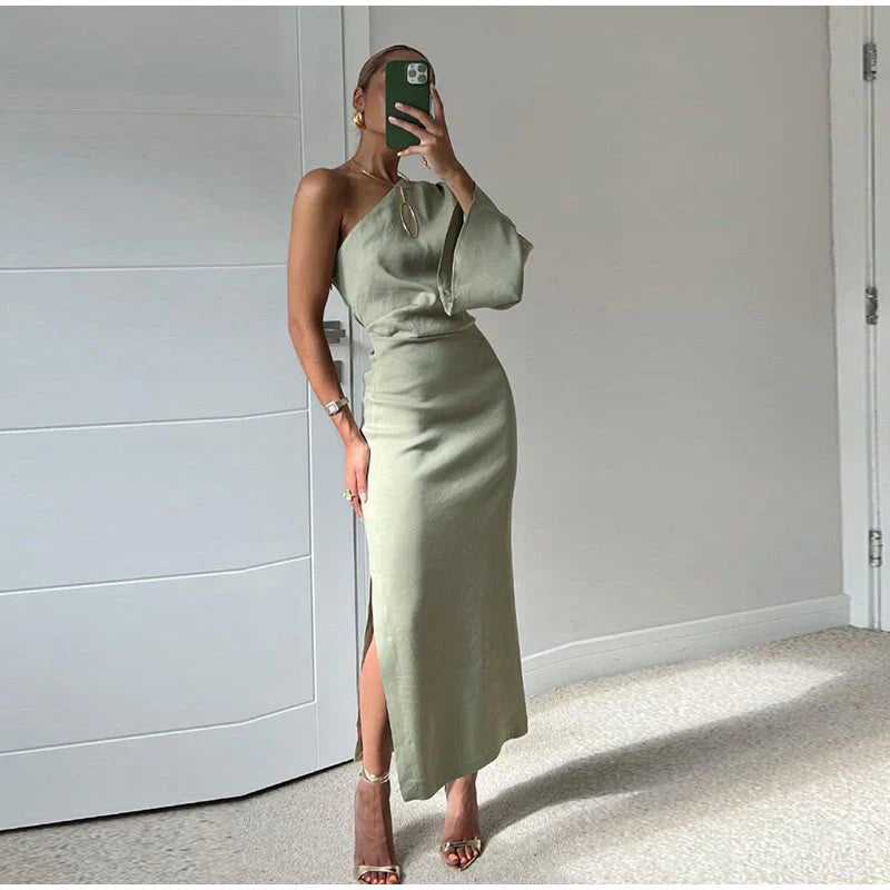 Rhea - Robe verte élégante et stylée pour femmes