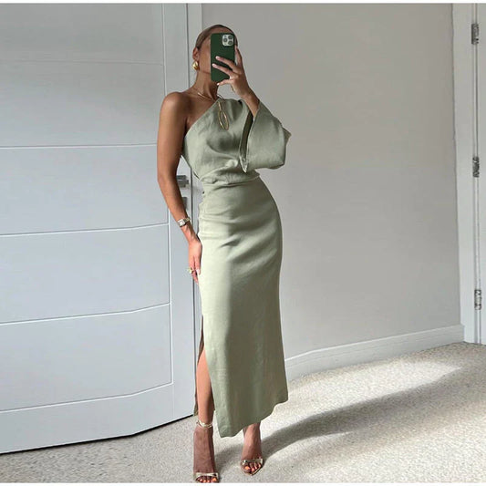 Rhea - Robe verte élégante et stylée pour femmes