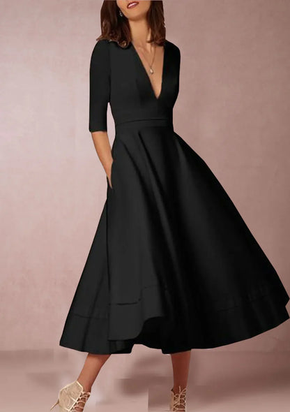 Azmira – Robe midi élégante à coupe trapèze