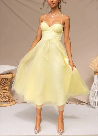 Dorothy - Robe midi en tulle sans dos et sans manches
