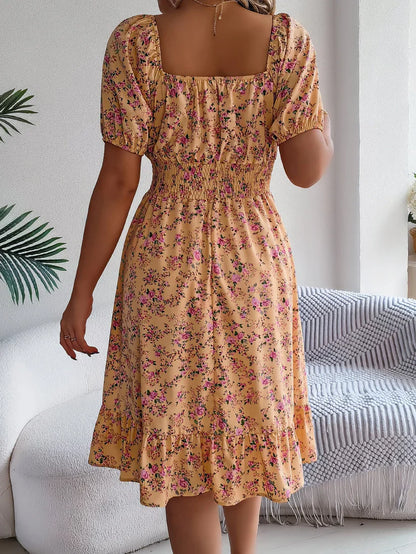 Vivian - Robe fleurie féminine à manches bouffantes