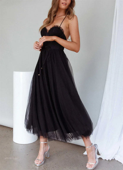 Dorothy - Robe midi en tulle sans dos et sans manches