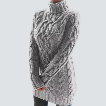 Audrey - Robe pull à motif torsadé épais et col roulé