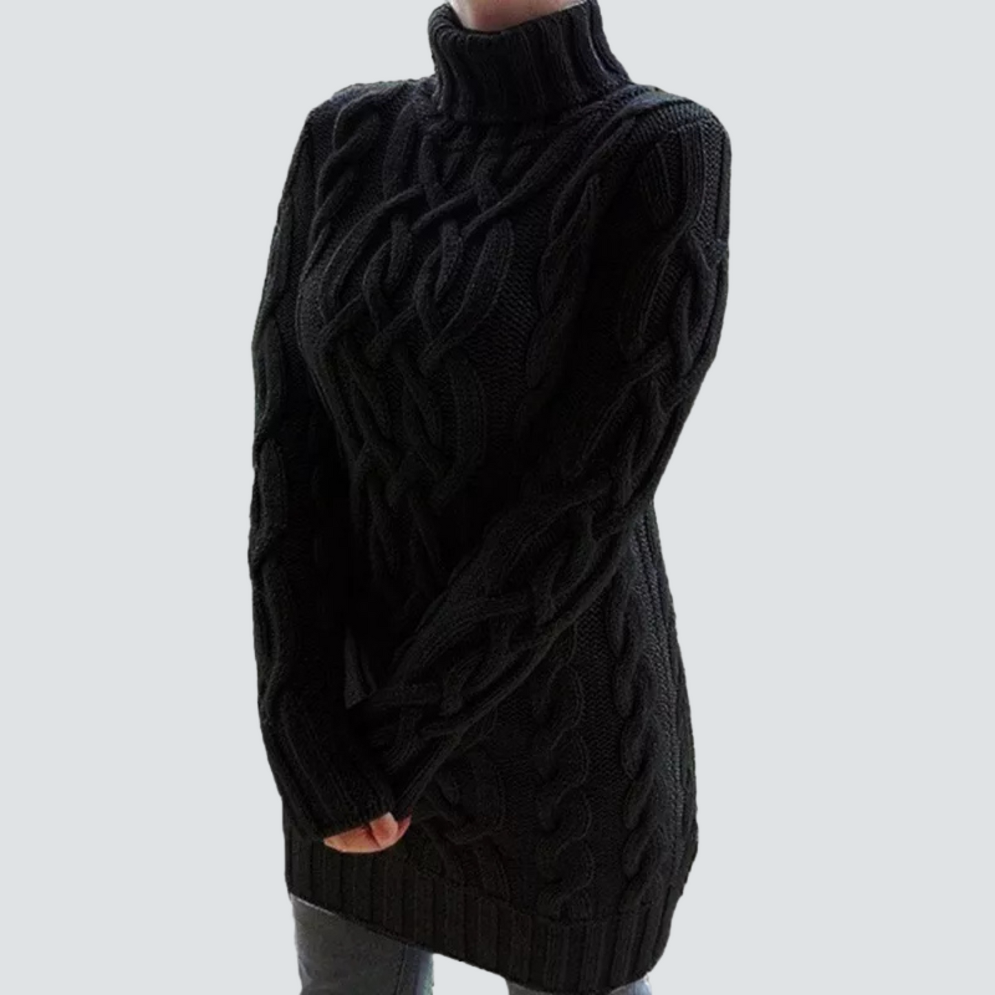 Audrey - Robe pull à motif torsadé épais et col roulé