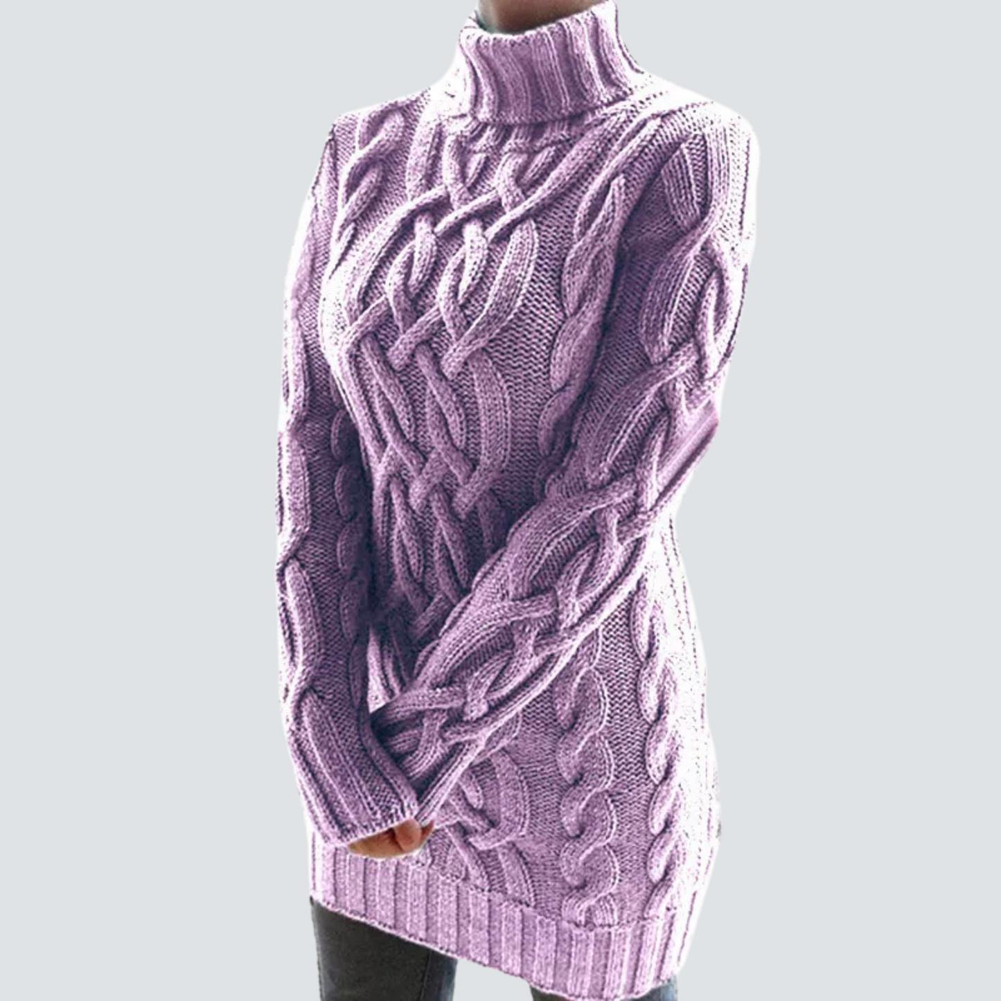 Audrey - Robe pull à motif torsadé épais et col roulé