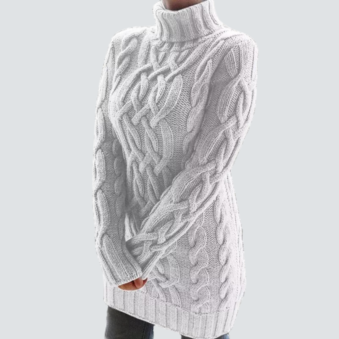 Audrey - Robe pull à motif torsadé épais et col roulé