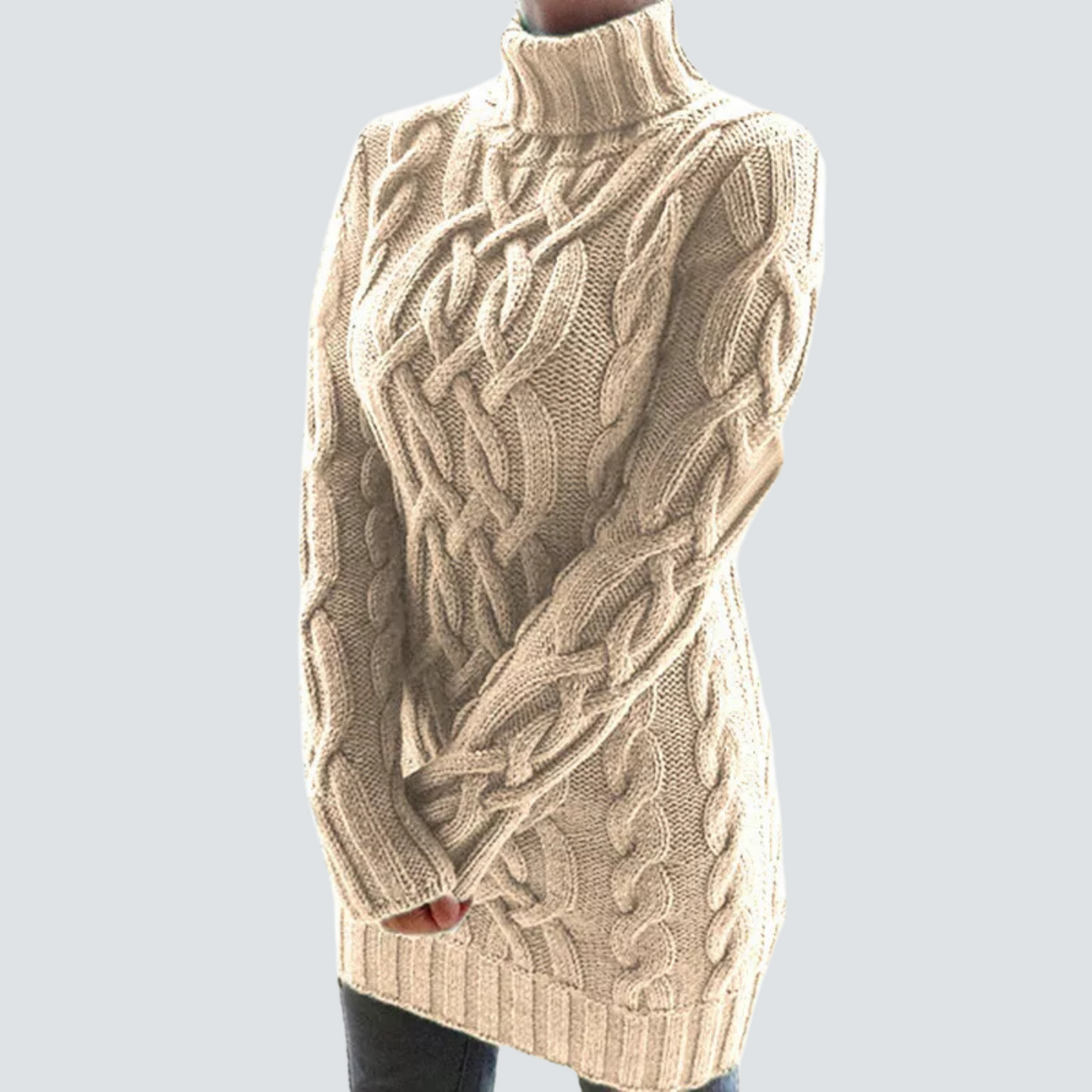 Audrey - Robe pull à motif torsadé épais et col roulé