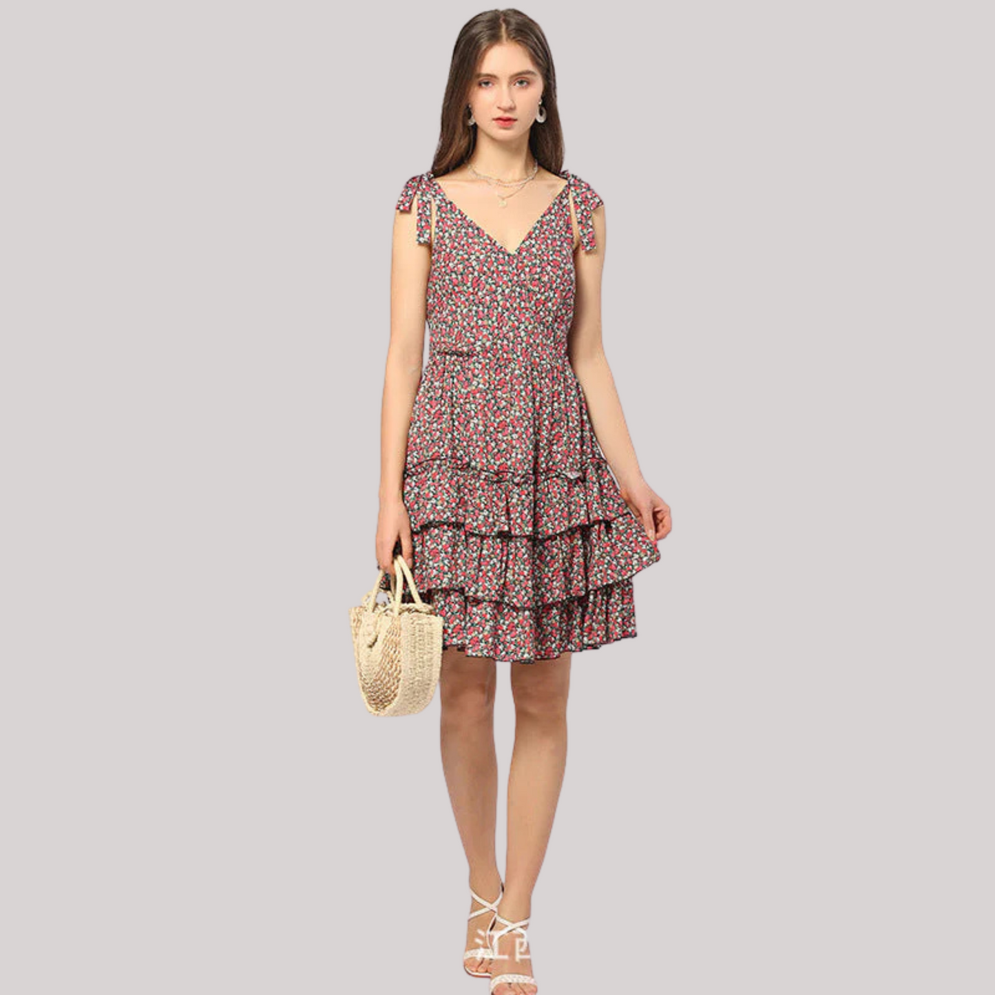 Sharon - Robe midi décontractée à col en V