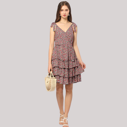Sharon - Robe midi décontractée à col en V