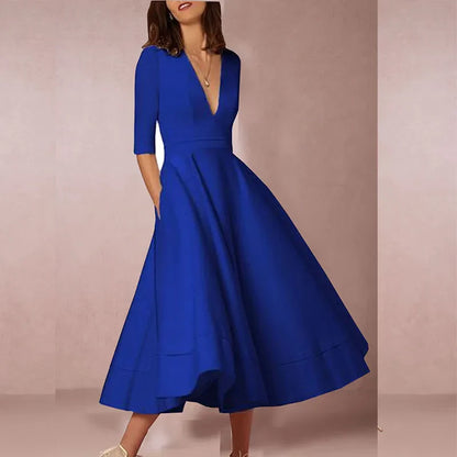 Azmira – Robe midi élégante à coupe trapèze