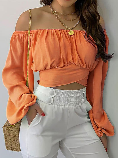Sophia - Top chic manches longues épaules dénudées