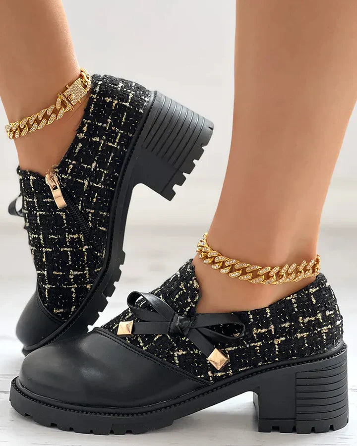 Louvica - Chaussures élégantes pour femmes avec blocs de couleurs et détails nœud