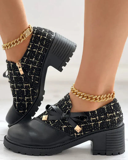 Louvica - Chaussures élégantes pour femmes avec blocs de couleurs et détails nœud
