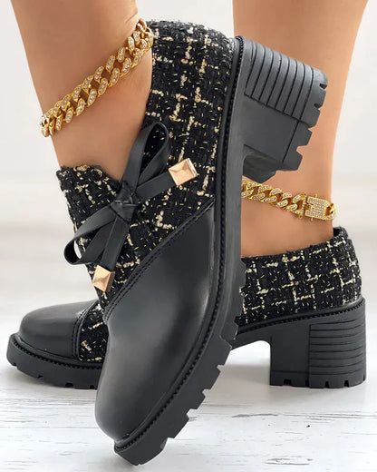 Louvica - Chaussures élégantes pour femmes avec blocs de couleurs et détails nœud