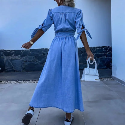 Sarah - Robe en jean boutonnée sur le devant