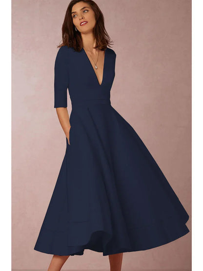 Azmira – Robe midi élégante à coupe trapèze