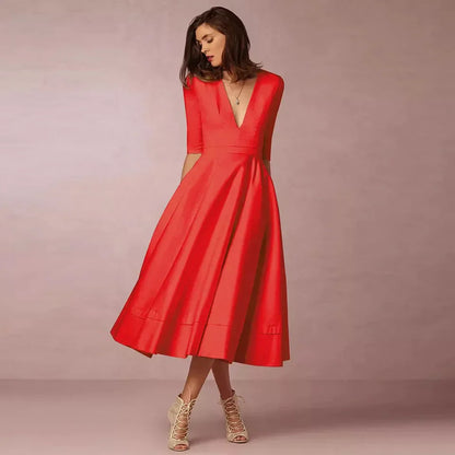 Azmira – Robe midi élégante à coupe trapèze